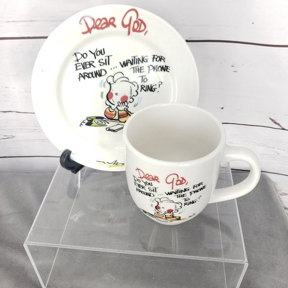 Royal Norfolk Dear God Collector Plate 7 1/2" & Coffee Mug Tea Cup Ceramic 14 Oz - Picture 1 of 11